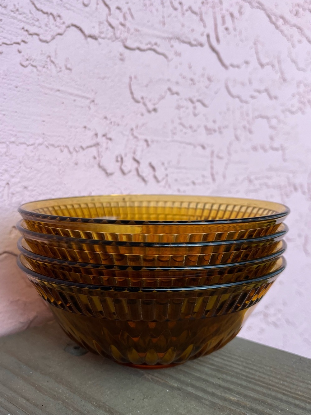 4 Glass Amber Brown Bowls